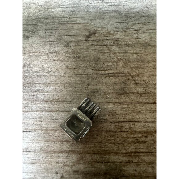 Vintage Sterling Silver And Clear Gemstone Pendant Rectangular Cut - Picture 3 of 7